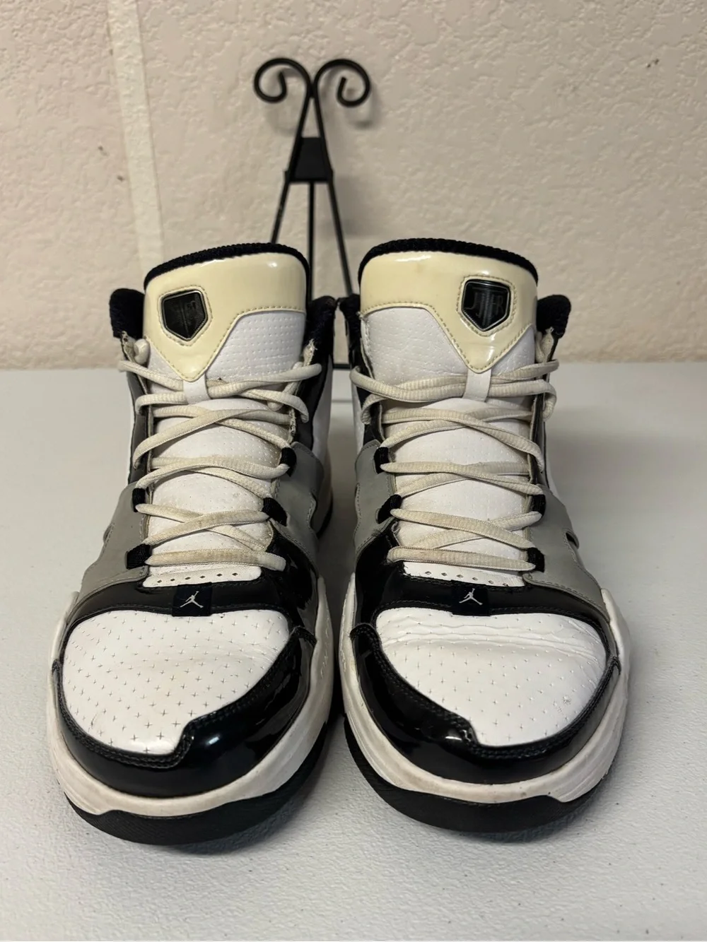 Jordan Men's Cut-Top Athletic Sneakers in White, Black & Gray